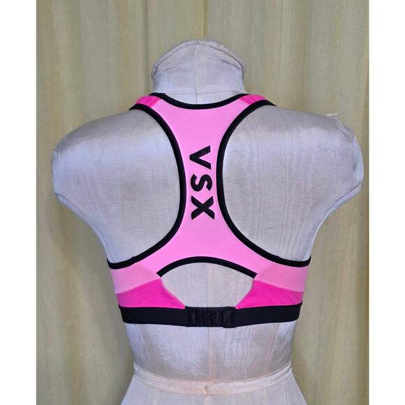 Victoria Secret VSX Incredible Sport Bra 36B Pink and black racerback athletic - Picture 3 of 7